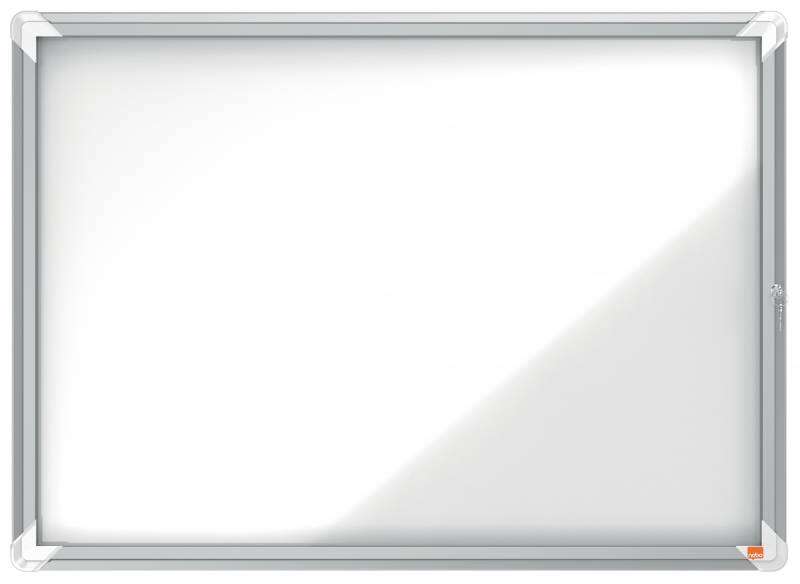 Nobo Vitrina Exteriores 8 Hojas A4 Superficie Blanca Magnetica - 692x972x45mm - Puerta Seguridad Cerradura Marco Aluminio - Resistente Intemperie - Color Blanco