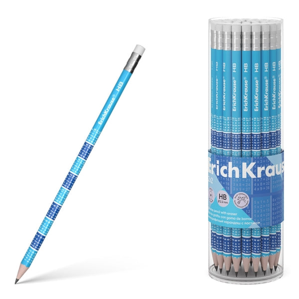 Erichkrause 2x2 Lapiz de Grafito HB con Goma de Borrar - Madera Seleccionada - Decorado con las Tabl
