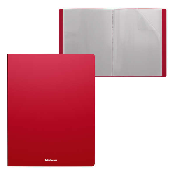 Erichkrause Matt Classic Carpeta con 10 Fundas - Tamaño A4 - Color Rojo - Cantidad: 4