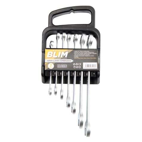 Blim Juego de 7 Llaves Combinadas - Cromo Vanadio - Marcas de Tamaño Unidireccionales y Grandes - Acabado Micromate Chapado en Cromo - Medidas: 8 mm, 10 mm, 11 mm, 13 mm, 14 mm, 17 mm, 19 mm