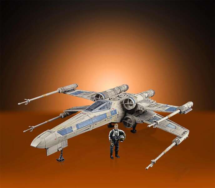 Hasbro Disney Star Wars Colleccion Vintage Replica Caza Ala-X + Anton Merrick Rogue Squadron - Alas moviles - Figura de 9cm. de altura