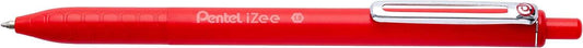 Pentel iZee Boligrafo de Bola Retractil - Punta 0.7mm - Trazo 0.35mm - Clip de Metal - Color Rojo - Cantidad: 12