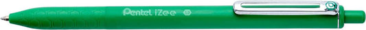 Pentel iZee Boligrafo de Bola Retractil - Punta 0.7mm - Trazo 0.35mm - Clip de Metal - Color Verde - Cantidad: 12