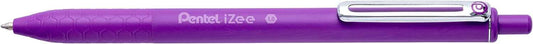 Pentel iZee Boligrafo de Bola Retractil - Punta 0.7mm - Trazo 0.35mm - Clip de Metal - Color Violeta - Cantidad: 12