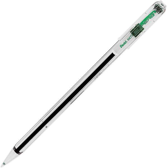 Pentel SuperB Boligrafo de Bola - Punta Fina 0.7mm - Trazo 0.35mm - Tinta con Base de Aceite - Color Verde - Cantidad: 12