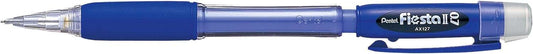 Pentel Fiesta II Portaminas HB 0.7mm con Goma - Incluye 2 Recargas - Grip de Goma - Diseño Ergonomico - Color Azul - Cantidad: 12