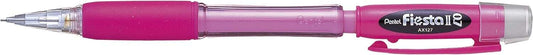 Pentel Fiesta II Portaminas HB 0.7mm con Goma - Incluye 2 Recargas - Grip de Goma - Diseño Ergonomico - Color Rosa - Cantidad: 12