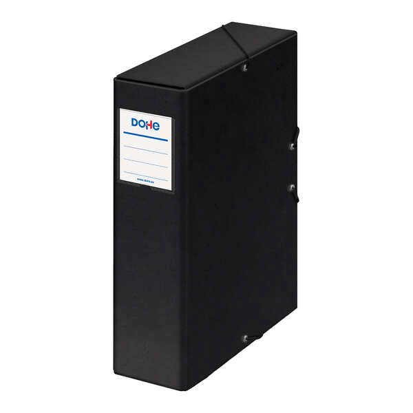 Dohe Caja para Proyectos Lomo 9cm - Carton Forrado con Papel Impreso y Plastificado - Cierre con Gomas - Color Negro