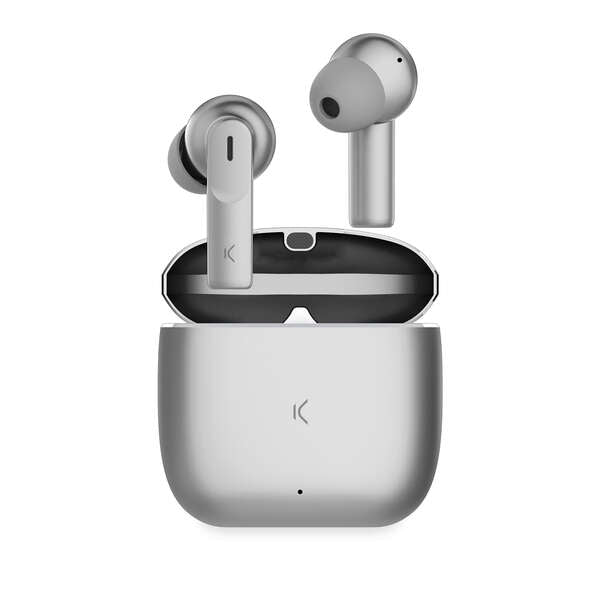 Ksix Meteor Auriculares Inalambricos - Estuche Metalico - ENC - Color Plata