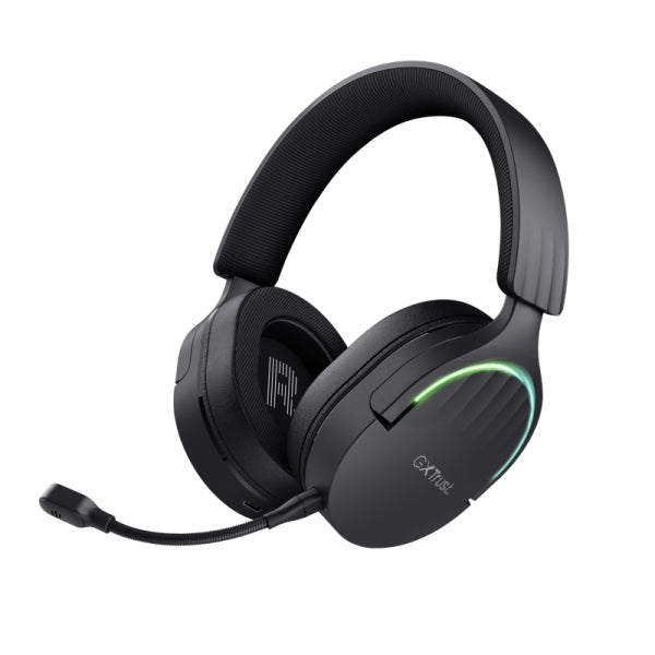 Trust GXT491 Fayzo Auriculares Gaming Bluetooth, USB 2.4Ghz - Iluminacion RGB - Microfono Extraible - Diadema Ajustable - Autonomia hasta 22h - Controles de Facil Acceso - Color Negro