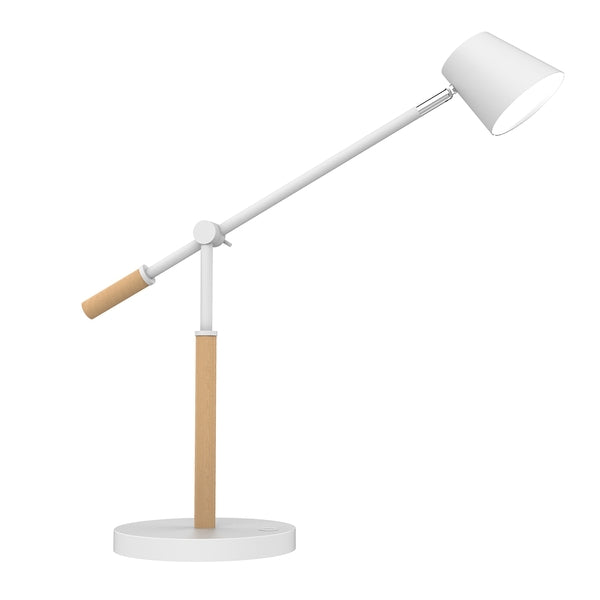Unilux Lampara de Escritorio LED Vicky - Diseño Moderno y Elegante - Luz LED de Bajo Consumo - Ajustable en Altura y Angulo - Color Blanco/Madera