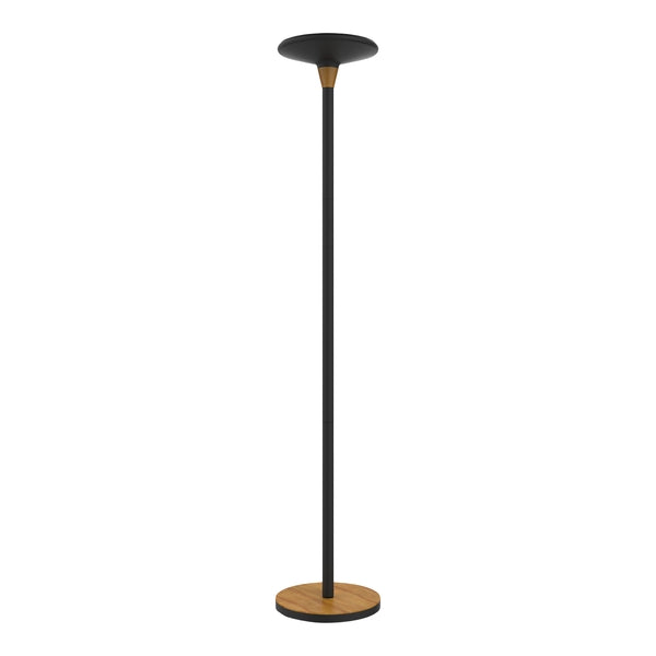 Unilux Baly Bamboo Lampara de Pie LED - Atenuador Tactil de 3 Intensidades - Luz Calida - Fabricada en Bambu y Acero - Base Resistente - Color Negro
