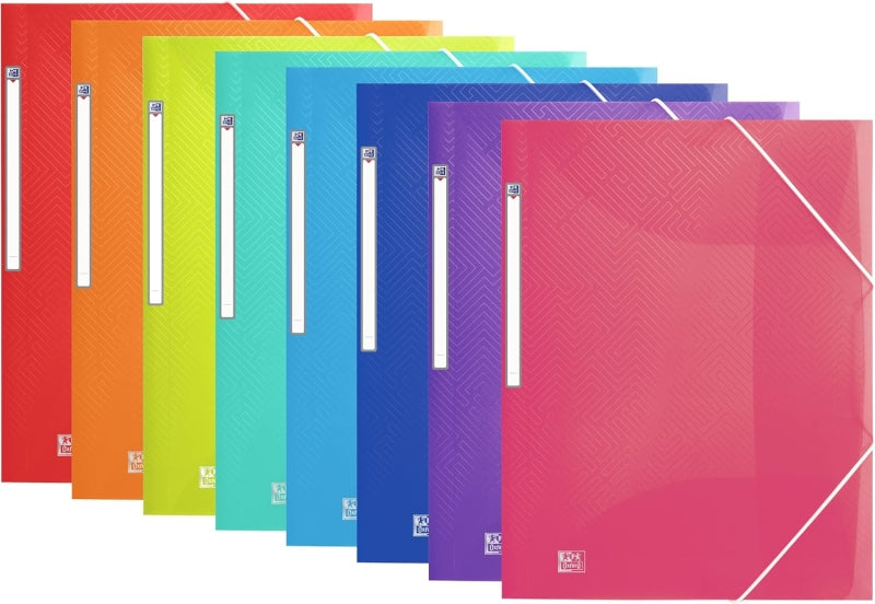 Oxford Urban A4+ Carpeta de Gomas con 3 Solapas A4+ - Plastico Translucido - Lomo15mm Ampliable hasta 25mm - Colores Surtidos - Cantidad: 10