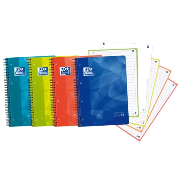 Oxford School Lagoon W&E A4+ Europeanbook - Tapa de Plastico - 80 Hojas - Separador Extraible - Write&Erase - Cantidad: 5