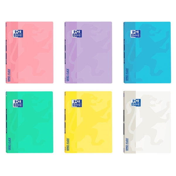 Oxford School Openflex Write&Erase A4 Libreta Grapada - Tapa de Plastico Resistente - 1 Linea con 2 Margenes - 48 Hojas de Colores Pastel - Ideal para Escribir y Borrar Facilmente - Cantidad: 10