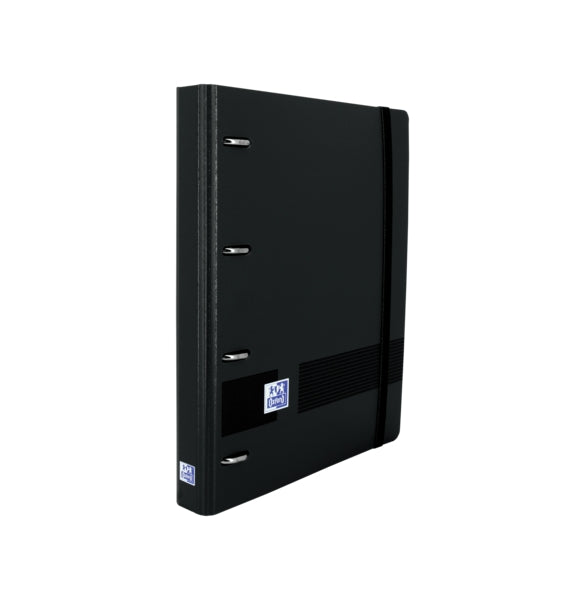 Oxford Europeanbinder Live&Go A5+ con Recambio Dots - Tapa Plastico Superresistente - Anillas 4x25mm - Cierre con Goma Elastica - Color Negro