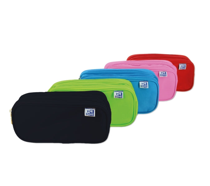 Oxford Kangoo Kids Estuche Triple - 3 Cremalleras - Poliester Resistente - Tamaño Compacto de 22.5x11x7cm - Colores Surtidos - Cantidad: 5