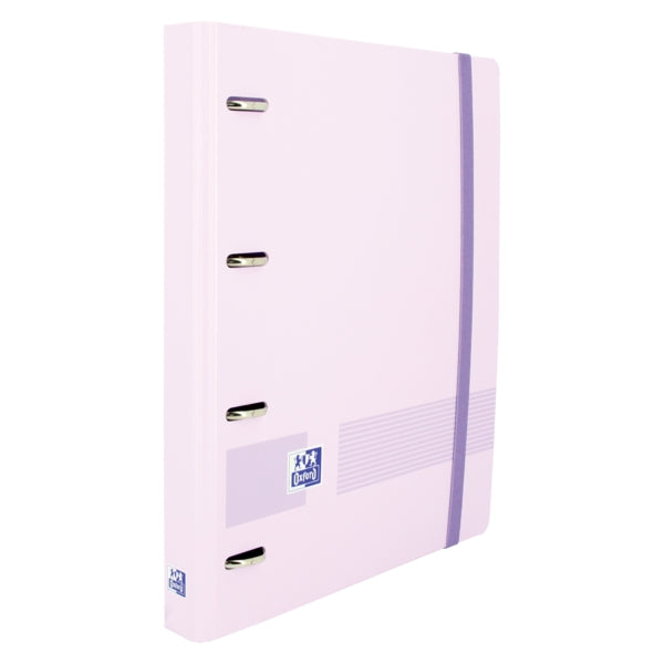Oxford Live & Go A4+ Polyfoam Europeanbinder - Lomo de 45mm - Anillas de 4Dx35mm - Recambio 5x5 - Color Malva Pastel - Cantidad: 4
