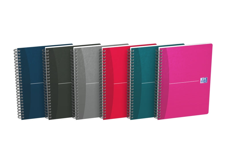Oxford Office Essentials A5 Cuaderno Espiral Tapa Blanda - 90 Hojas - Cuadricula 5x5 - Colores Surtidos