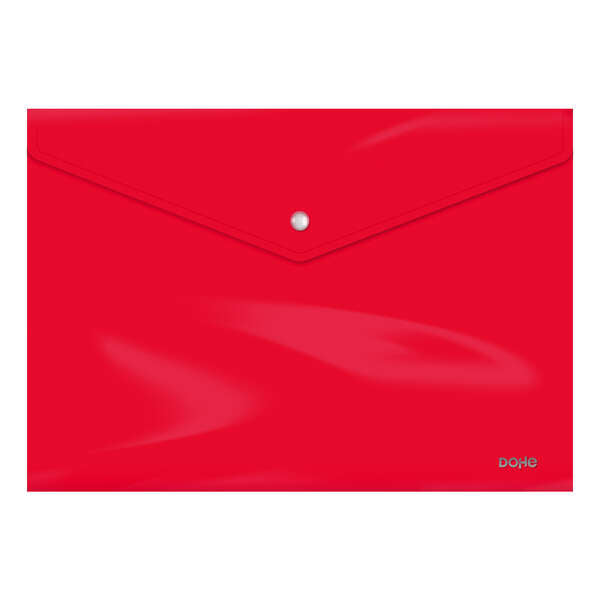 Dohe Sobre Portadocumentos Folio - Cierre de Broche - Polipropileno Cristal Opaco 200 Micras - Color Rojo - Cantidad: 10