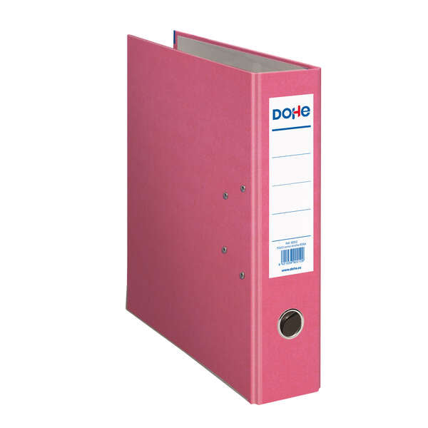 Dohe Archivador de Palanca Tamaño Folio - Lomo Ancho 70mm - Ollao, Rado y Tarjetero en el Lomo - Carton Forrado con Polipropileno - Cantoneras Metalicas - Color Rosa