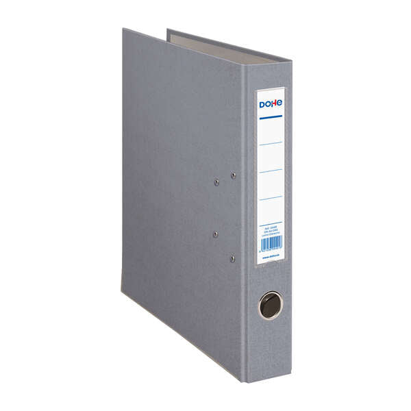 Dohe Archivador de Palanca A4 - Lomo de 45mm - Con Ollao, Rado y Tarjetero en el Lomo - Carton Forrado con Polipropileno - Cantoneras Metalicas - Color Gris