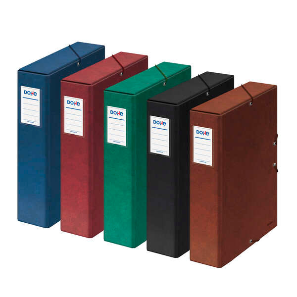 Dohe Caja de Carton Forrado con Papel Impreso y Plastificado - Lomo 7cm - Sistema de Cierre con Gomas Elasticas - Cantidad: 12