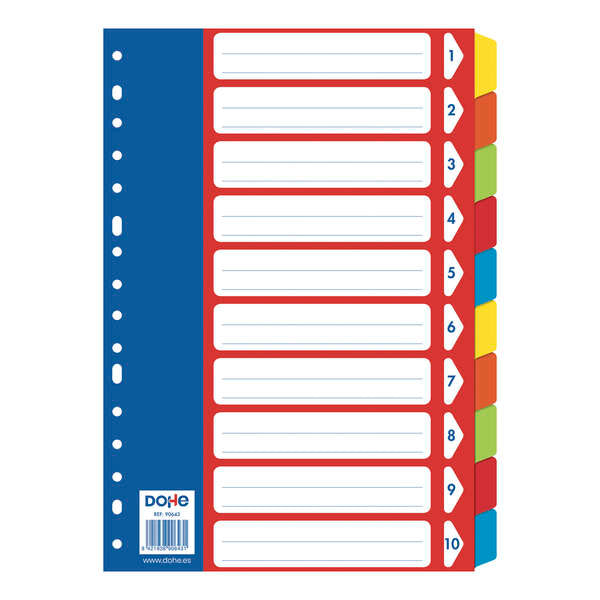 Dohe Separadores para Archivadores y Carpetas de Anillas - 180mm - Cartulina de 180gr - Multitaladro de 16 Perforaciones - Bolsa Autoadhesiva Individual