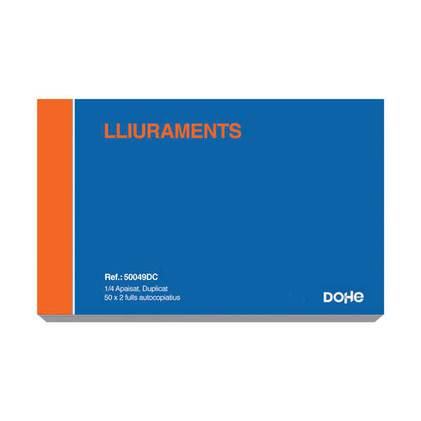 Dohe Talonarios Preimpresos a Dos Tintas en Papel Autocopiativo - 100 Hojas - Cuarto Apaisado - Duplicado