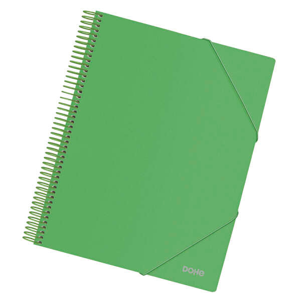 Dohe Carpeta con 30 Fundas Tamaño A4 - Tapa de Polipropileno Opaco de 800 Micras - Fundas Transparentes de 80 Micras - Espiral de Plastico de Color - Gomas Elasticas a Juego