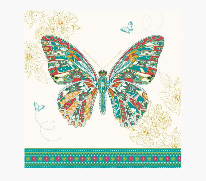 Pictura Tarjeta Arabesque - 16x16cm - Tematica Mariposa - Tarjeta Triptica sin Envoltorio - Incluido Sobre Blanco - Papel con Certificacion FSC