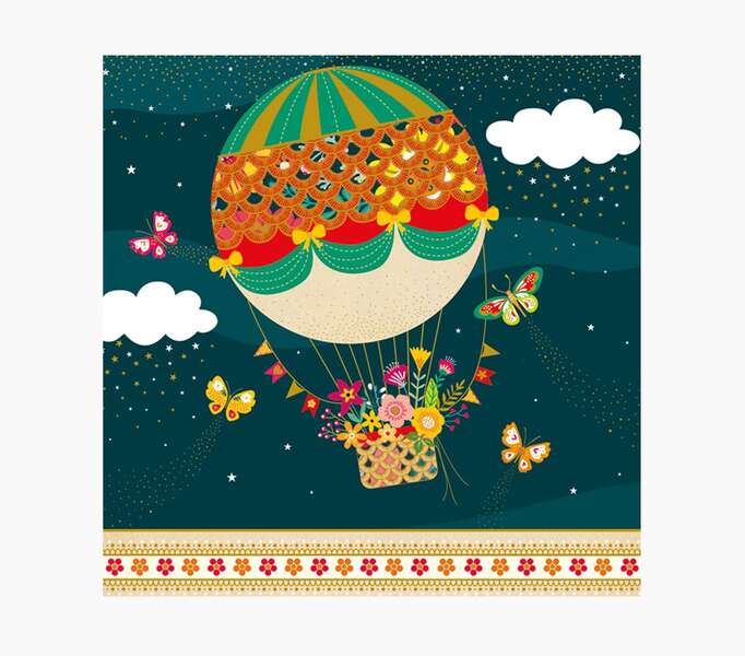 Pictura Tarjeta Arabesque - 16x16cm - Tematica Globo Aerostatico - Tarjeta Triptica sin Envoltorio - Incluido Sobre Blanco - Papel con Certificacion FSC