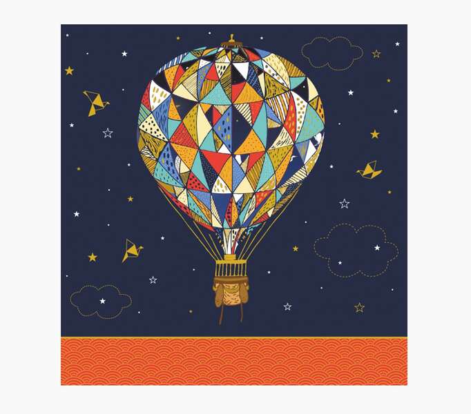 Pictura Tarjeta Arabesque - 16x16cm - Tematica Globo Aerostatico - Triptica sin Envoltorio - Incluye Sobre Blanco - Papel con Certificacion FSC