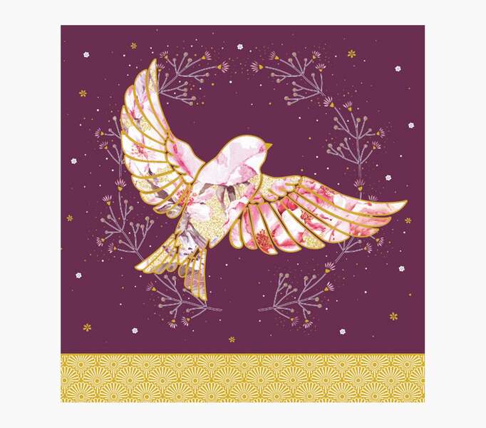 Pictura Tarjeta Arabesque - Tematica Golondrina - Triptica - Incluye Sobre Blanco - Papel con Certificacion FSC