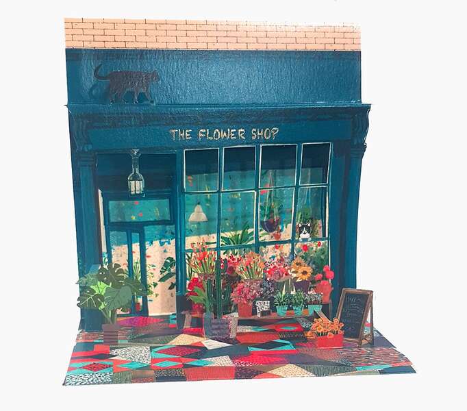 Pictura Tarjeta 3D Pop-Up - 16x16cm - Tematica Floristeria - Embolsada Individualmente - Incluye Sobre Blanco - Papel con Certificacion FSC