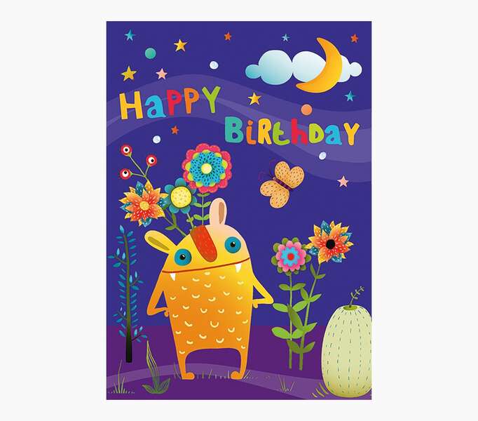 Pictura Tarjeta Zig-Zag - 15x22cm - Tematica de Monstruos - Tarjeta Triptica sin Envoltorio - Incluye Sobre Blanco - Impresas en Papel con Certificacion FSC