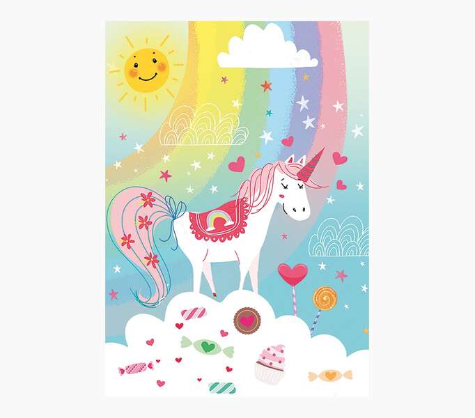 Pictura Tarjeta Zig-Zag - 15x22cm - Tematica Unicornio - Triptica sin Envoltorio - Incluye Sobre Blanco - Papel con Certificacion FSC