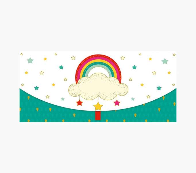 Pictura Tarjeta Money Cards - Tarjeta de Regalo Tipo Sobre Horizontal - Tematica Arcoiris - 21.3x9.6cm - Embolsada Individualmente en Celofan - Incluido Sobre Blanco - Papel con Certificacion FSC