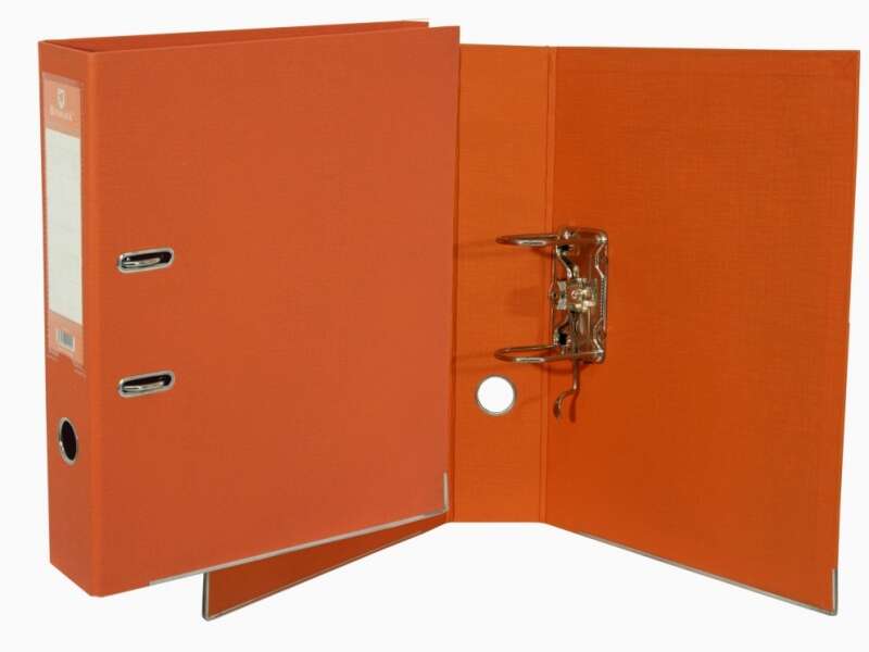 Bismark Archivador A-Z PVC A4 Lomo 75mm - Gran Resistencia - Tarjetero en el Lomo - Cartoneras Metalicas en el Borde Inferior - Mecanismo de Palanca - Color Naranja