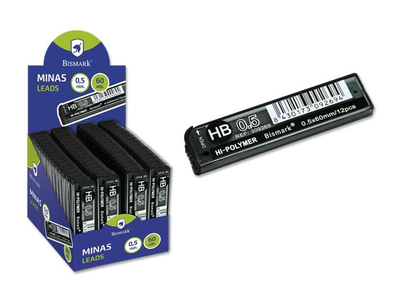 Bismark Minas de Repuesto para Portaminas - HB - 0.5mm - Cantidad: 60