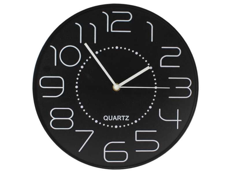 Bismark Reloj Oficina Numeros Blancos sin Cristal - Manecillas de Aluminio - Color Negro