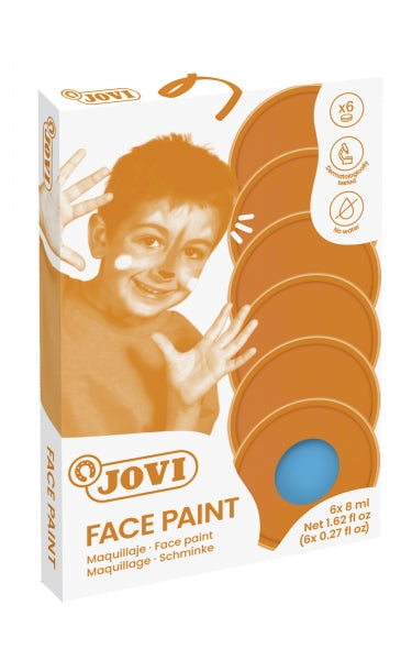 Jovi Estuche de 6 Botes Maquillaje Crema - Hipoalergenico - Base Grasa - Facil Aplicacion - Gran Cobertura - sin Parabenos - Facil de Retirar - Color Azul