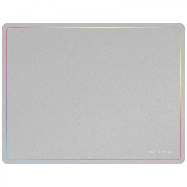 Mars Gaming Alfombrilla Gaming Nanotextil - Deslizamiento Suave - Efecto Rainbow - Base Antideslizante - Alta Durabilidad - Color Blanco