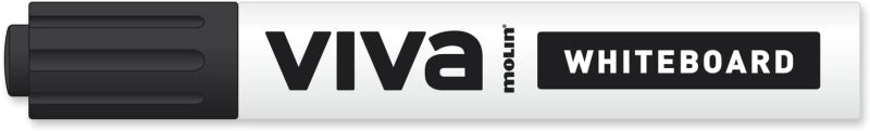Molin Viva Rotulador para Pizarra Blanca - Punta Redonda de Fibra Sintetica - Trazo 3mm - Tinta con Base de Alcohol - Color Negro - Cantidad: 12