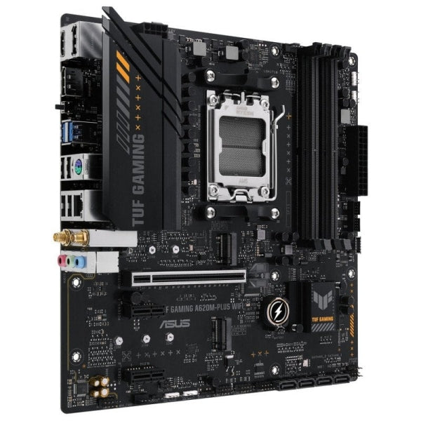 Asus TUF Gaming A620M-PLUS WIFI Placa Base AM5 - WiFi, Bluetooth, 4x DDR5, 2x M.2, 4x SATA III, PCIe 3.0, RJ-45, USB-A, USB-C - Factor de Forma MicroATX