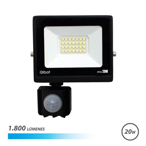 Elbat Serie Slim Foco LED 20W con Sensor de Movimiento - 1800 Lumenes - 6500K Luz Fria - IP44