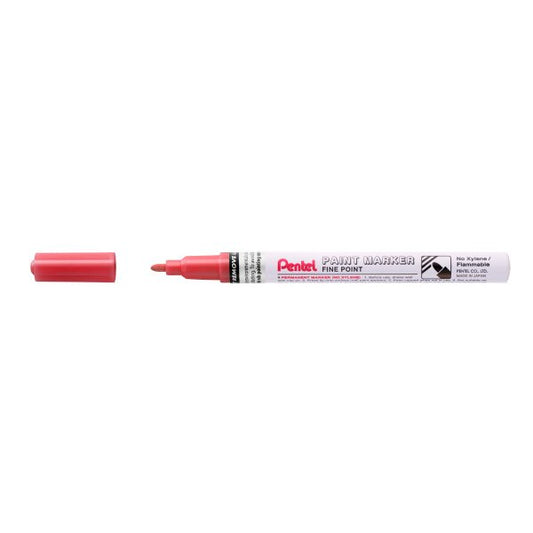 Pentel Paint Marker Marcador de Pintura - Punta Fina 2.9mm - Permanente en todas las Superficies - Resistente a Luz y Agua - Cuerpo de Aluminio - Color Rojo Perla - Cantidad: 12
