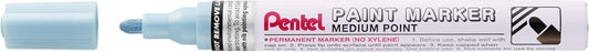 Pentel Paint Marker Marcador de Pintura - Punta Media 4.5mm - Permanente en todas las Superficies - Resistente a Luz y Agua - Cuerpo de Aluminio - Color Azul Claro Perla - Cantidad: 12