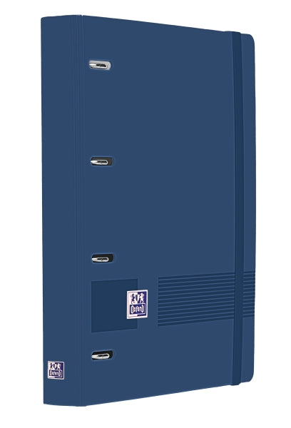 Oxford Europeanbinder Live & Go A4+ Carpeta Tamaño A4+ con Recambio de 100 Hojas Cuadricula 5x5mm - Tapa de Plastico Polyfoam - Cierre con Goma - Color Azul Marino