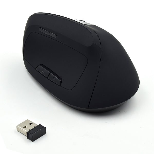Ewent Raton Inalambrico 2.4hz - Raton Vertical Ergonomico - DPI Seleccionable 800-1200-2400dpi -Bateria Recargable de Litio 400mAh - Color Negro